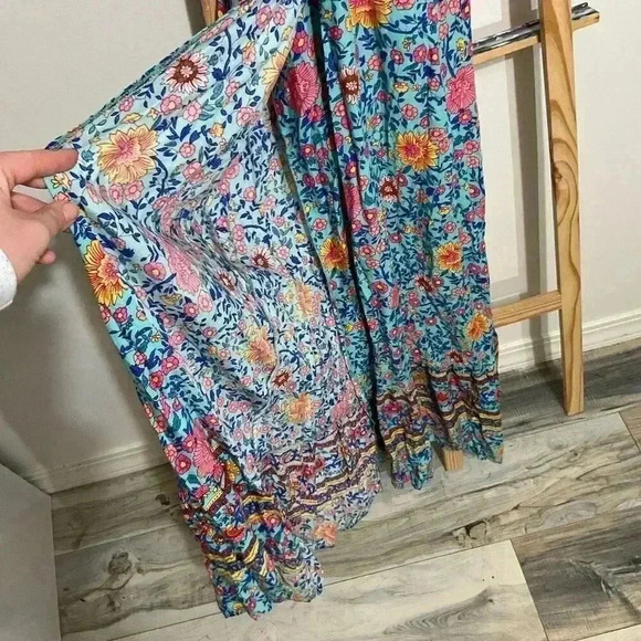 Ecowish Bohemian Floral Wrap Dress V-Neck Women’s Size Small Maxi - Picture 2 of 11